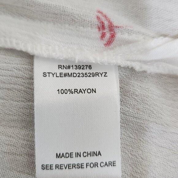 My Danielle Size XL Umbrella Print Short Sleeves Red White Casual Top Blouse NWT - Picture 8 of 9